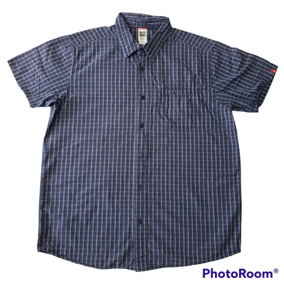 The North Face Other - North Face Mens Button Up Short Sleeve 2XL Blue Plaid EUC 100% Cotton RN61661.